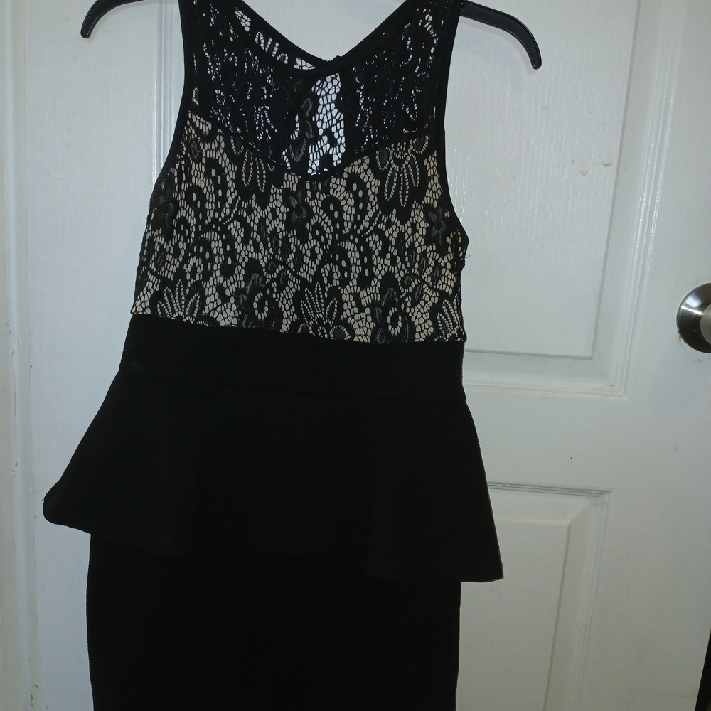 Love By Chesley Black Lace Peplum Dress